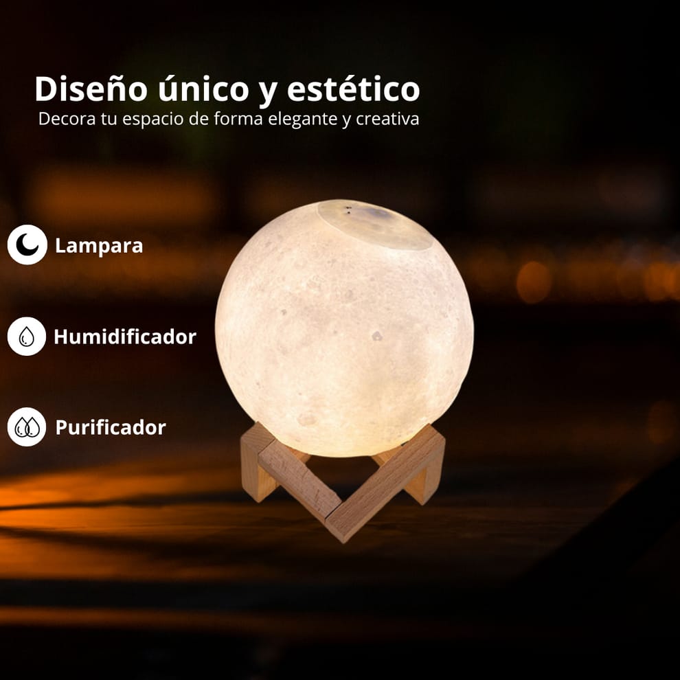 LAMPMOON®//Lampara Lunar con Humificador Integrado